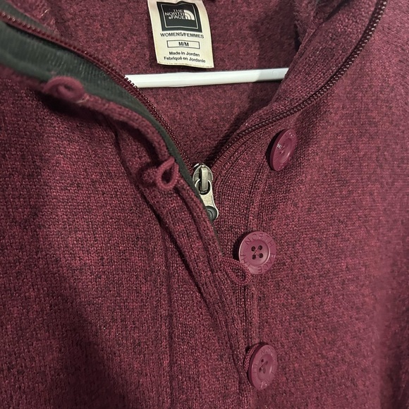 The North Face Crescent Sunshine Fleece Hoodie pullover Size Medium. Burgundy - Picture 2 of 14